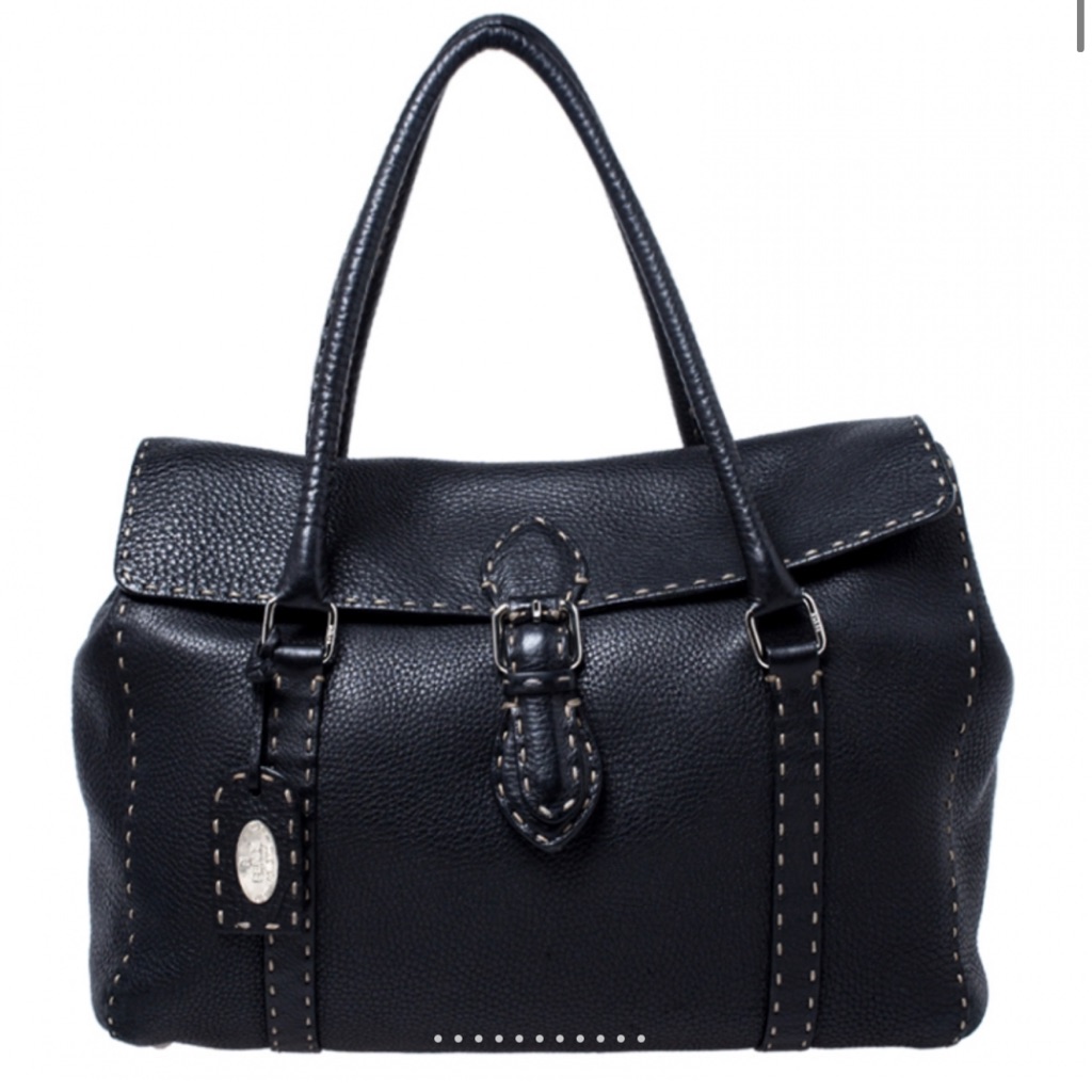 Fendi Linda Bag. Mint Condition. Classic Black Leather Top-Handle Satchel